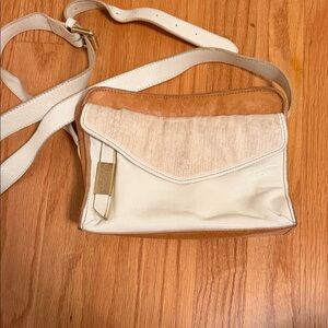 Foley + Corinna Cream and Tan Leather Crossbody Bag